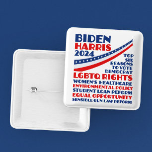 Vote for Biden Harris 2024 Election Platform 15 Cm Square Badge