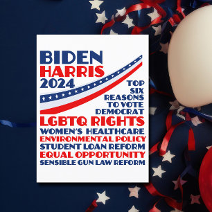 Vote for Biden Harris 2024 Election Platform Postcard