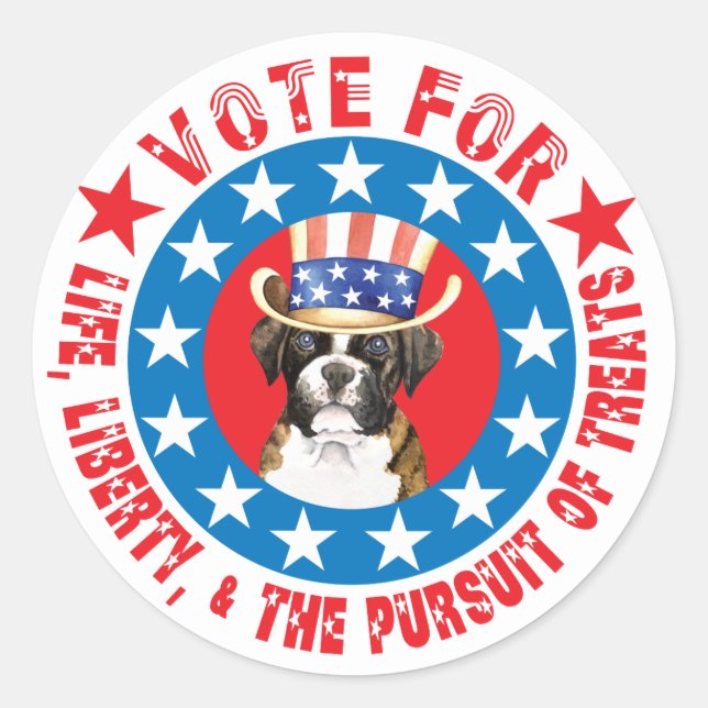 Vote for Boxer Classic Round Sticker (Front)