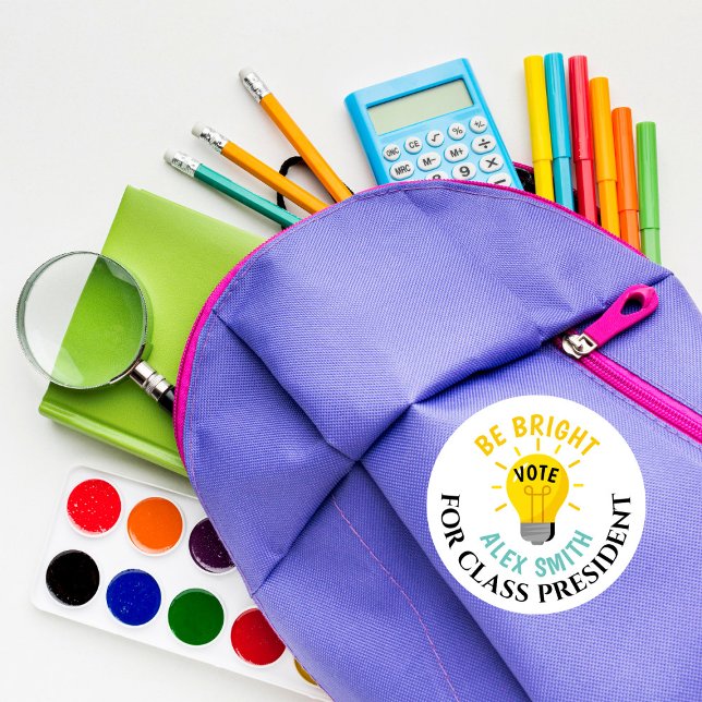 Vote for Class President Be Bright Vote Classic Round Sticker (Creator Uploaded)