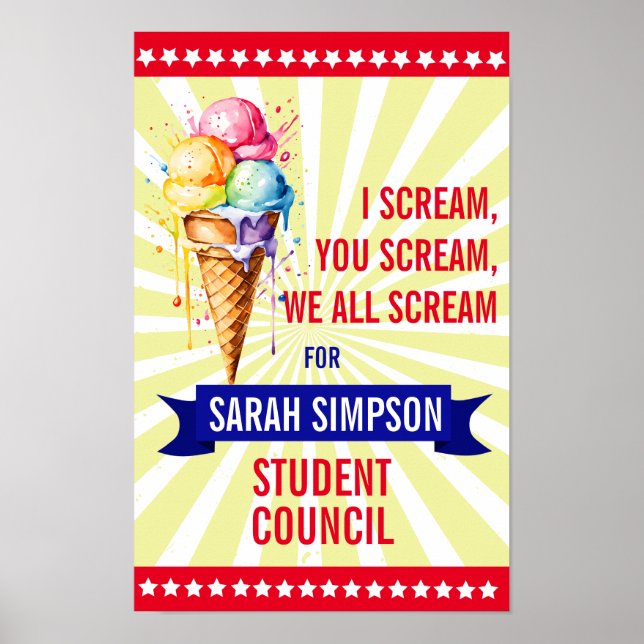 Vote for Class President: Bold "Scream" Student  Poster (Front)