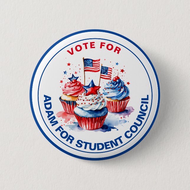 Vote for Class President: cupcake 6 Cm Round Badge (Front)