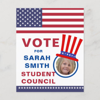 Vote for Class President: Hat & flag photo Flyer