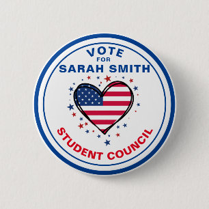 Vote for Class President: HEART 6 Cm Round Badge