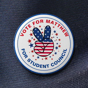 Vote for Class President: VICTORY sign 6 Cm Round Badge