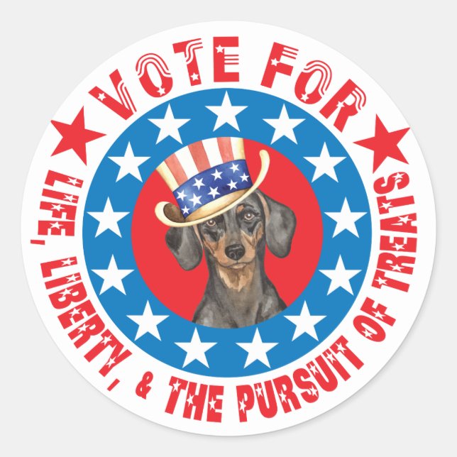 Vote for Dachshund Classic Round Sticker (Front)