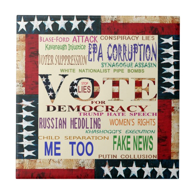 Vote for Democracy Ceramic Tile (Front)