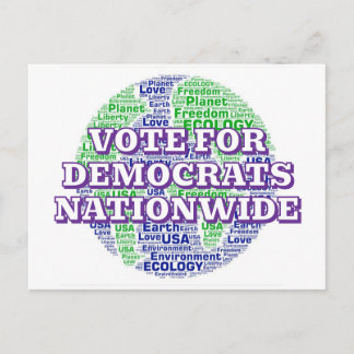 VOTE FOR DEMOCRATS NATIONWIDE (Planet Earth) Postcard