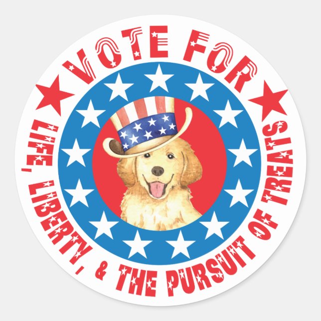 Vote for Golden Classic Round Sticker (Front)