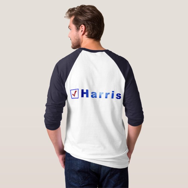 Vote for Harris Red Check in Blue Square Box Shirt (Back Full)