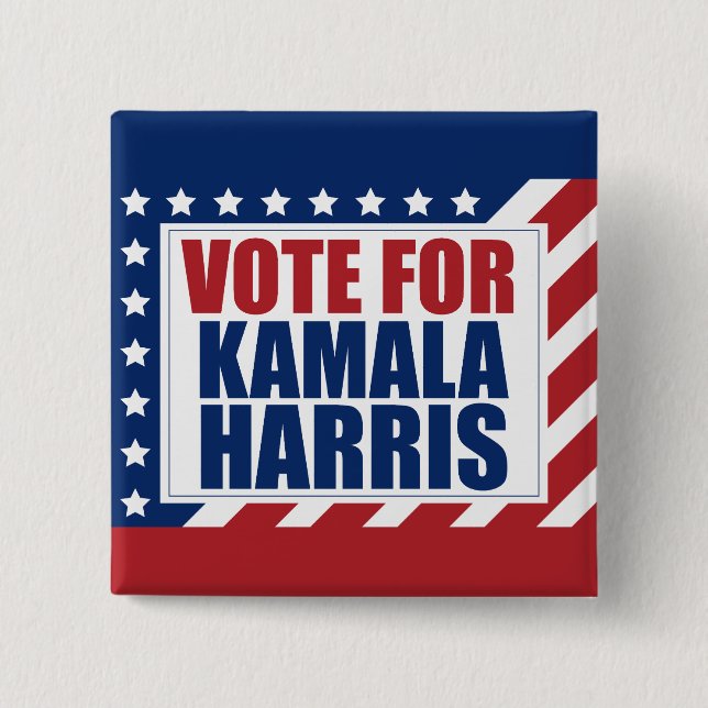 Vote for Kamala Harris American Flag 15 Cm Square Badge (Front)