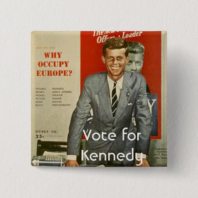 Vote for Kennedy 15 Cm Square Badge (Front)