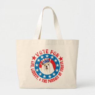 Vote for Maltese Large Tote Bag