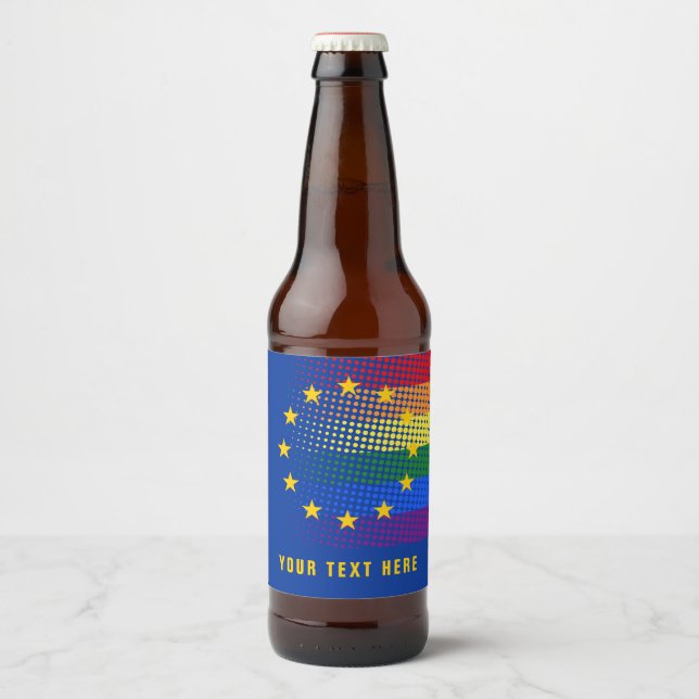 Vote For Our Future Europe Election Pride Rainbow Beer Bottle Label (Front)