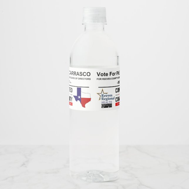 Vote for Pablo Carrasco Water Bottle Label (Front)