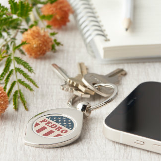 Vote for Pedro Classic Retro American Voter Button Key Ring