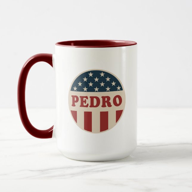 Vote for Pedro Classic Retro American Voter Button Mug (Left)