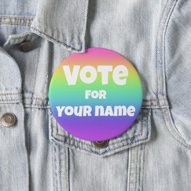 Vote for Personalised Name Rainbow Button (In Situ)