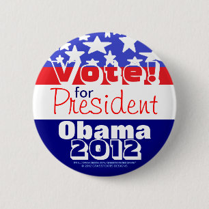 Vote! For President Obama 2012 6 Cm Round Badge