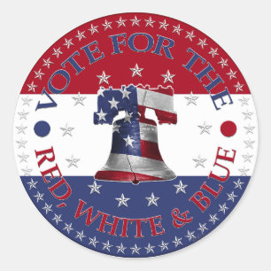Vote For The Red, White and Blue Liberty Bell Classic Round Sticker