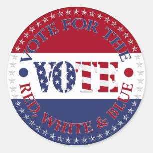 Vote For The Red, White and Blue USA Flag VOTE Classic Round Sticker