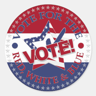Vote For The Red, White and Blue VOTE! Star Check Classic Round Sticker