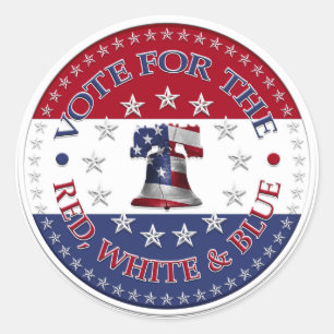 Vote for the Red, White Blue Liberty Bell 13 & 50 Classic Round Sticker