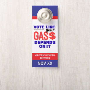 Vote Gas Price Inflation Pin Door Hanger