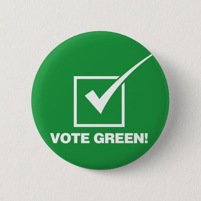 Vote Green - Solid 6 Cm Round Badge (Front)