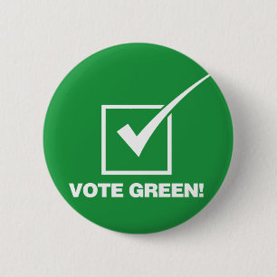 Vote Green - Solid 6 Cm Round Badge