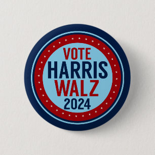 Vote Harris Walz for President 2024 Election 6 Cm Round Badge