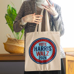 Vote Harris Walz for President 2024 Election Tote Bag<br><div class="desc">Vote for Kamala Harris and Tim Walz for President and Vice President of the United States of America in the 2024 election. Cool blue and red tote bag for democrat voters in the presidential election.</div>