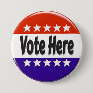Vote Here 7.5 Cm Round Badge