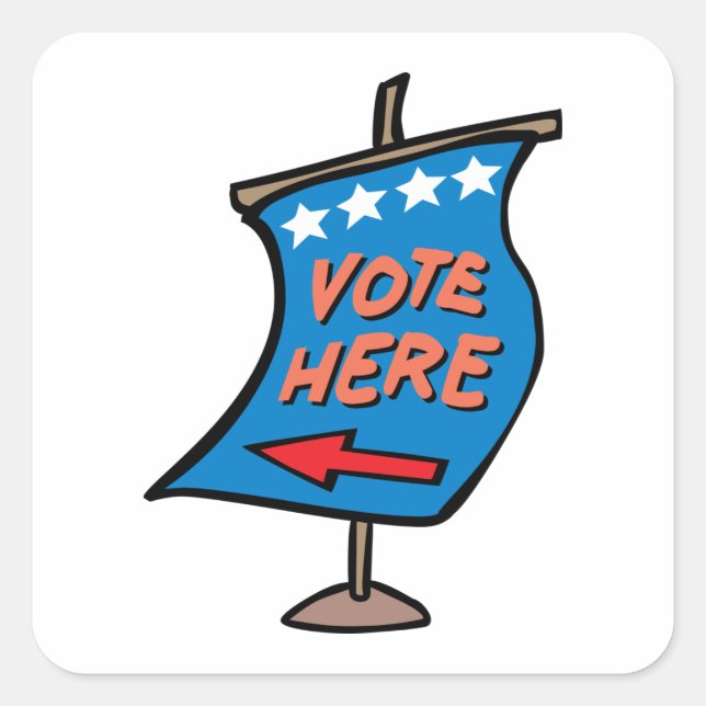 Vote Here Sign Square Sticker (Front)
