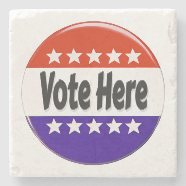Vote Here Stone Coaster (Front)