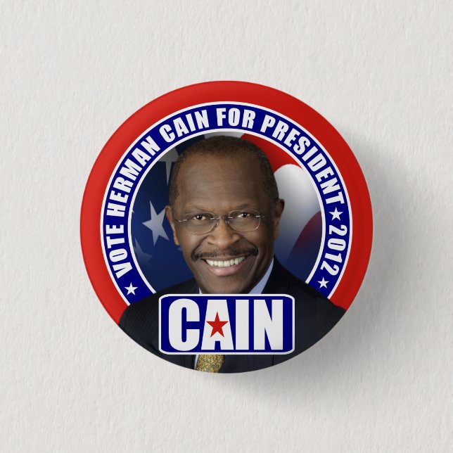 Vote Herman Cain 2012 3 Cm Round Badge (Front)
