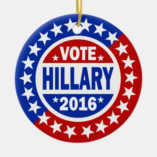 Vote Hillary 2016 Ceramic Tree Decoration (Front)