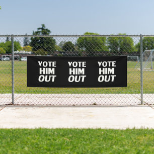 Vote him out black and white typography pattern banner