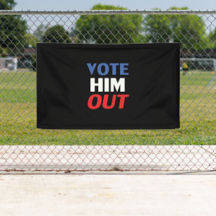 Vote him out black red white blue modern text banner