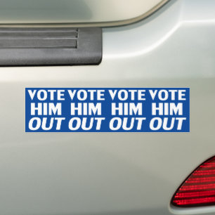 Vote him out blue and white modern bold typography bumper sticker