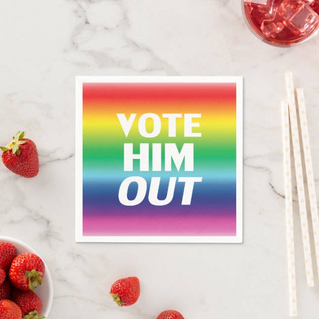 Vote Him Out rainbow gradient lgbt pride flag Napkin (Insitu)