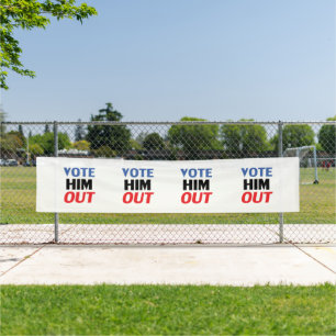 Vote Him Out red white and blue modern typography Banner