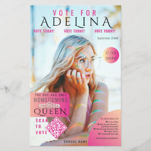 Vote Homecoming Queen Pink Magazine Style HOCO Flyer