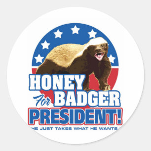 Vote Honey Badger For President Classic Round Sticker