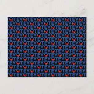 Vote hope red black blue modern typography pattern postcard