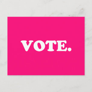 "Vote" hot pink, magenta, fuchsia, white Postcard