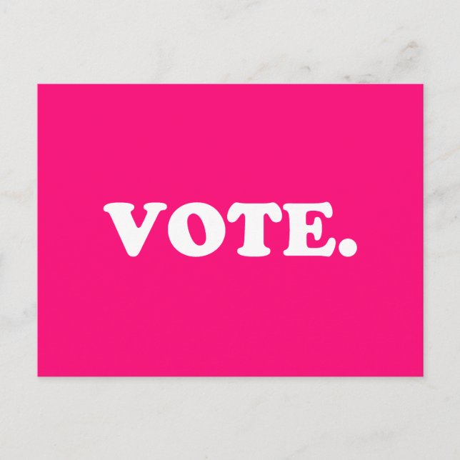 "Vote" hot pink, magenta, fuchsia, white Postcard (Front)