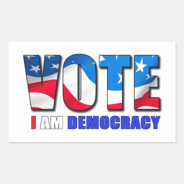 Vote I Am Democracy Rectangular Sticker (Front)