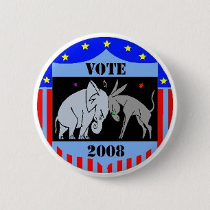 VOTE IN 2008 BUTTON REPUBLICAN DEMOCRAT POLITICS