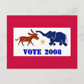 VOTE IN 2008 POSTCARD DEMOCRAT REPUBLICAN POLITICS